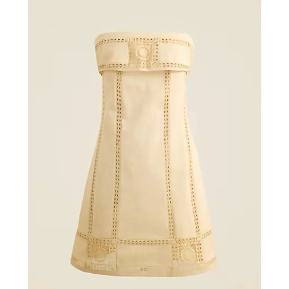 J Crew Crochet Panel Dress 18 NWT Yellow Tan Biege CL647 J.Crew Boho Western